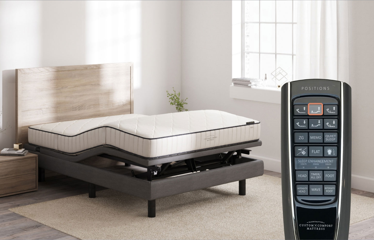 Custom Comfort A-400 – Deck-on-Rail Premium Wireless Adjustable Bed 400 feet