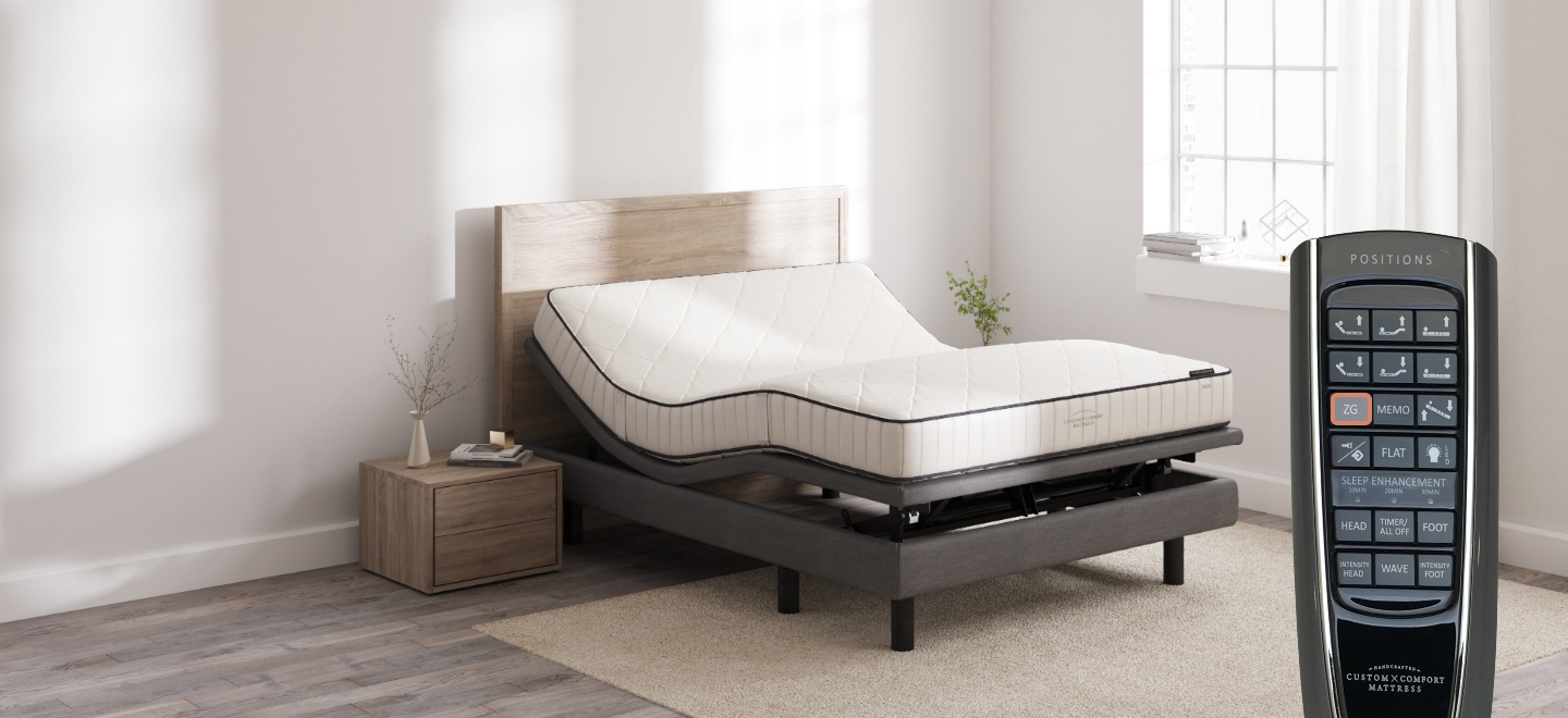 Custom Comfort A-500 – Deck-on-Rail Premium Wireless Adjustable Bed with Lift & Tilt 500 zero gravity