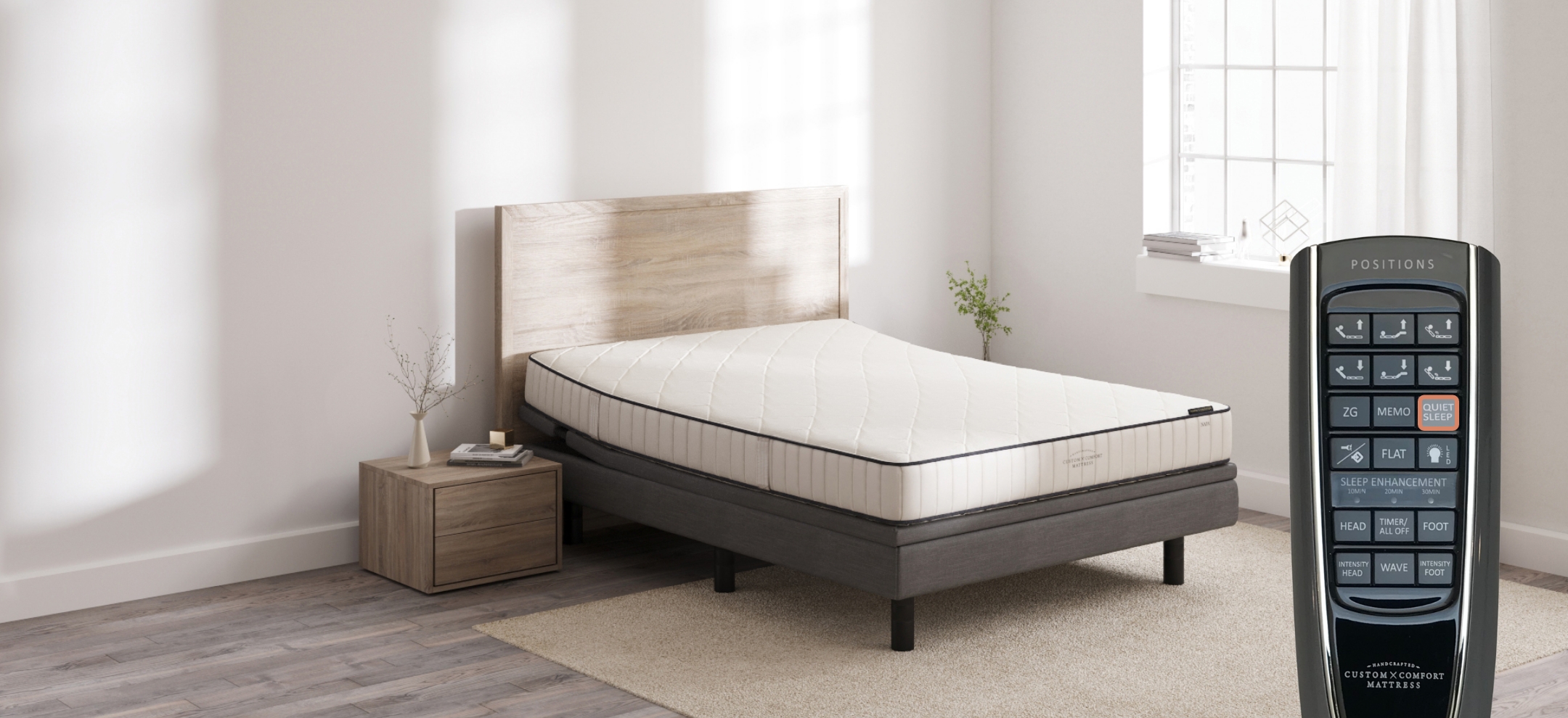 Custom Comfort A-400 – Deck-on-Rail Premium Wireless Adjustable Bed A400 quiet sleep