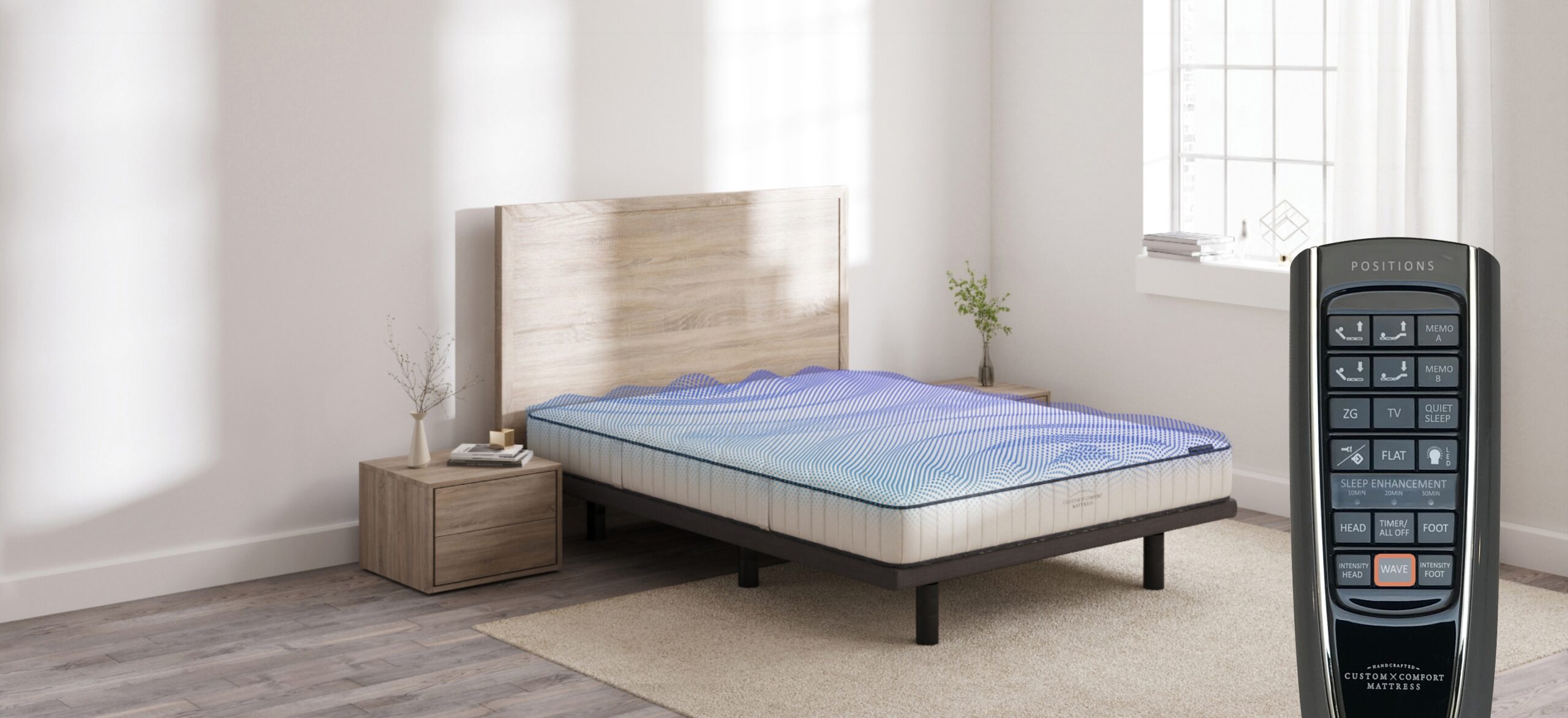 Custom Comfort A-300 – Premium Wireless Adjustable Bed with Massage dualwave massage scaled