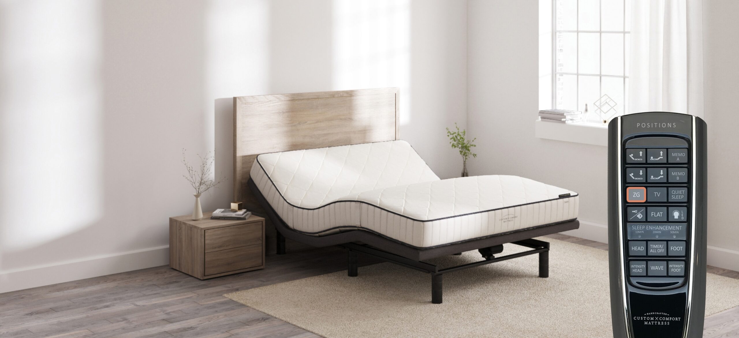 Custom Comfort A-300 – Premium Wireless Adjustable Bed with Massage zero gravity 1 scaled