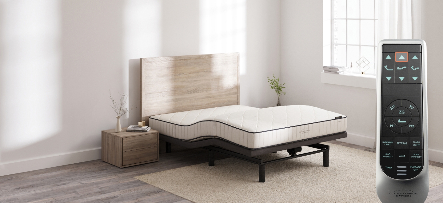 Custom Comfort A-300 Plus – Premium Wireless Adjustable Bed with Massage 300 feet up