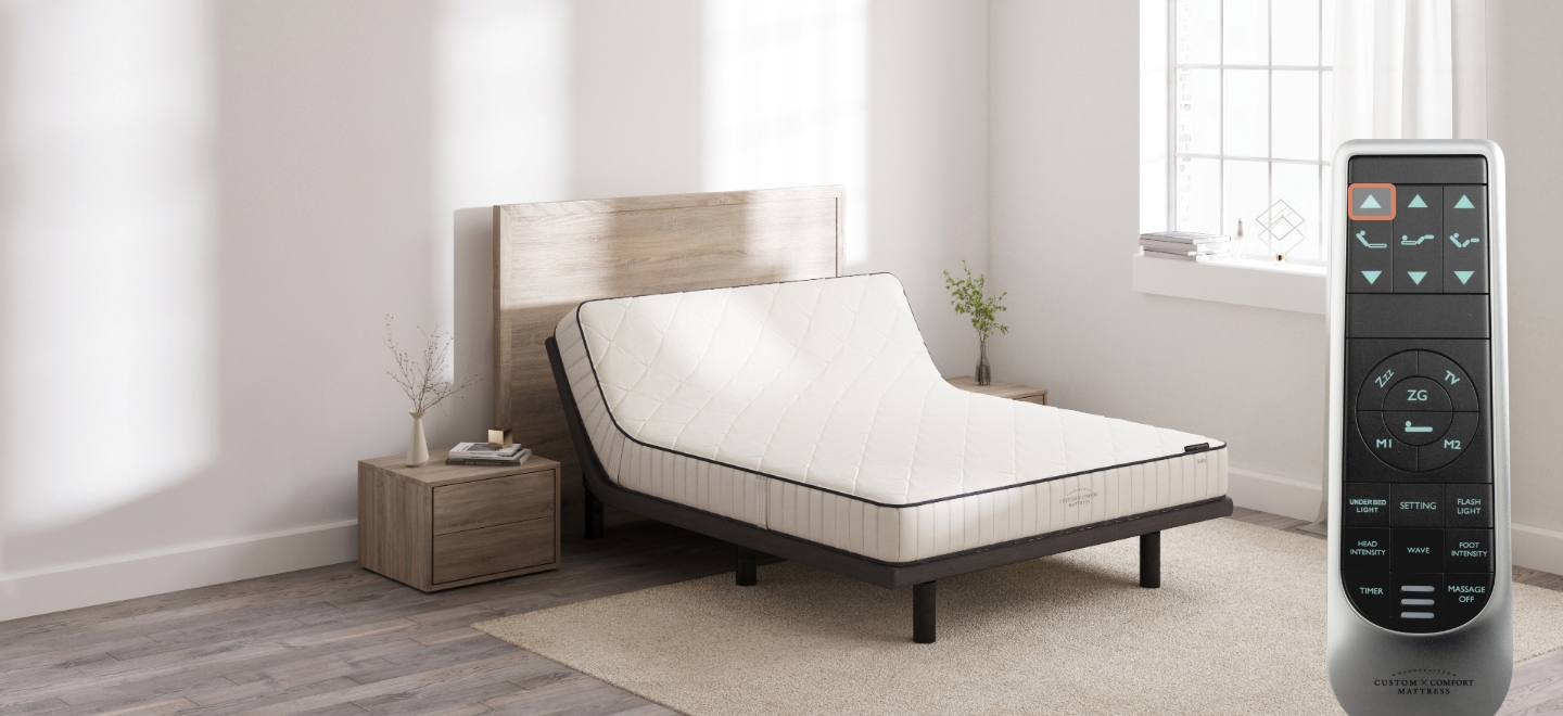 Custom Comfort A-300 Plus – Premium Wireless Adjustable Bed with Massage 300 head up