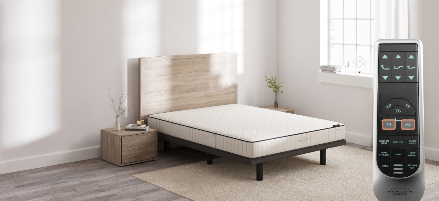 Custom Comfort A-300 Plus – Premium Wireless Adjustable Bed with Massage 300 two memory buttons