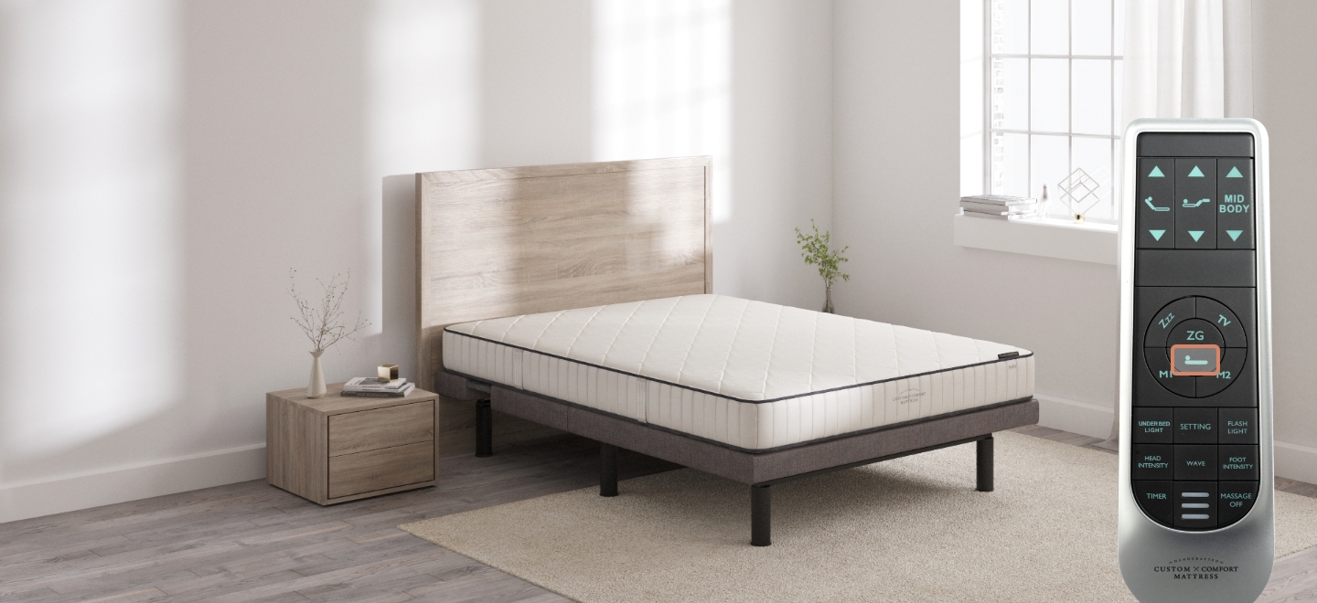 Custom Comfort A-400 Plus – Premium Wireless Adjustable Bed with Massage & Lumbar 400 flat