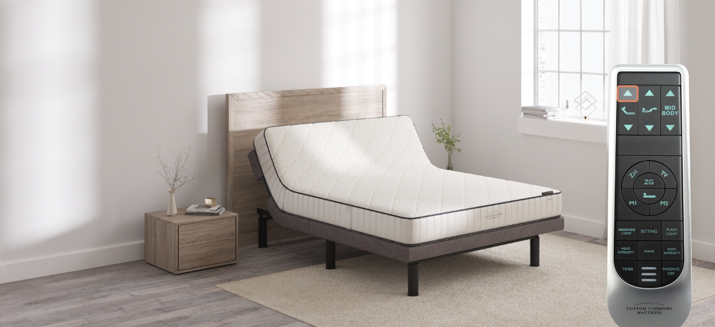 Custom Comfort A-400 Plus – Premium Wireless Adjustable Bed with Massage & Lumbar 400 head up