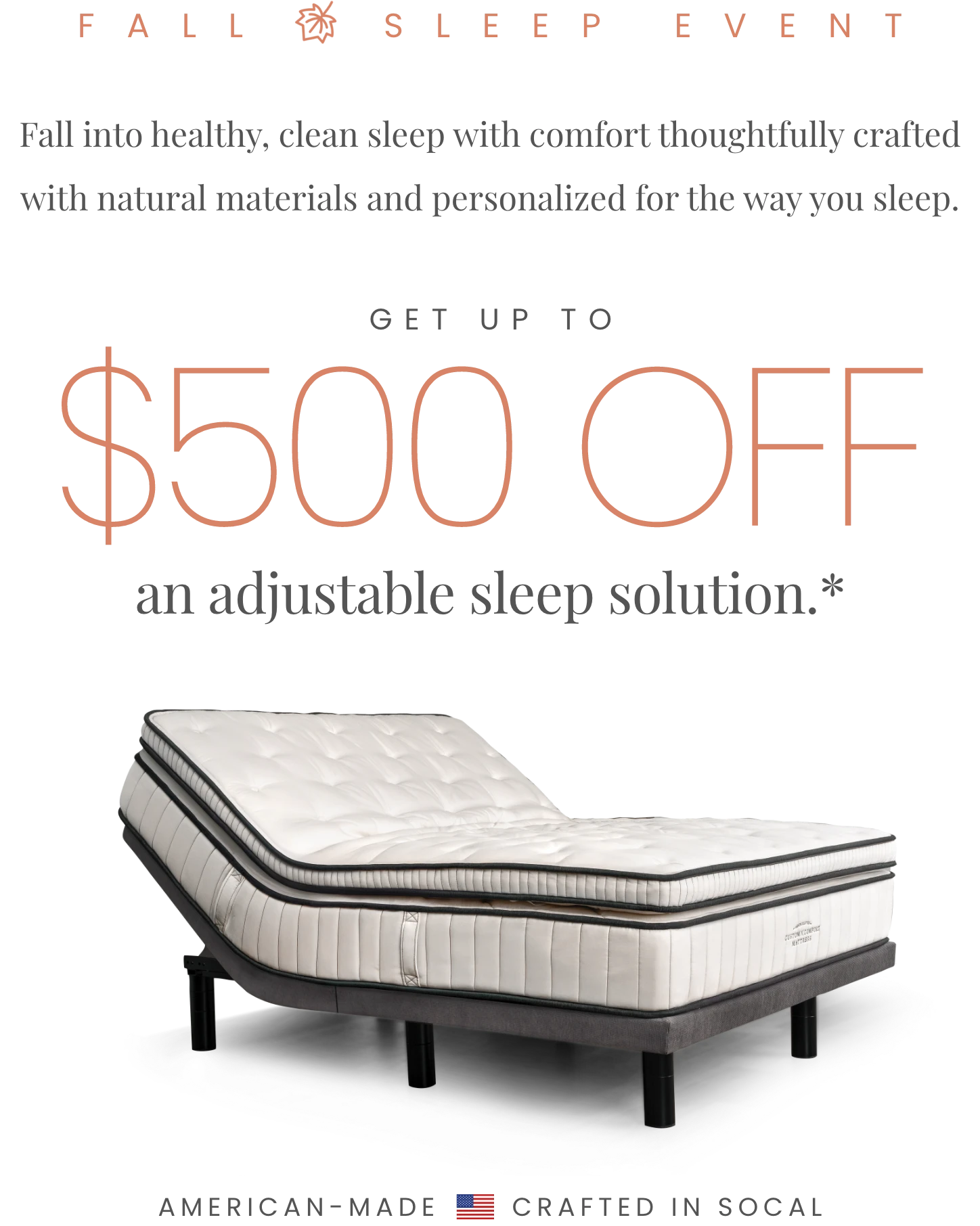 Fall Sleep Event - Get up to $500 Off an adjustable sleep solution promo